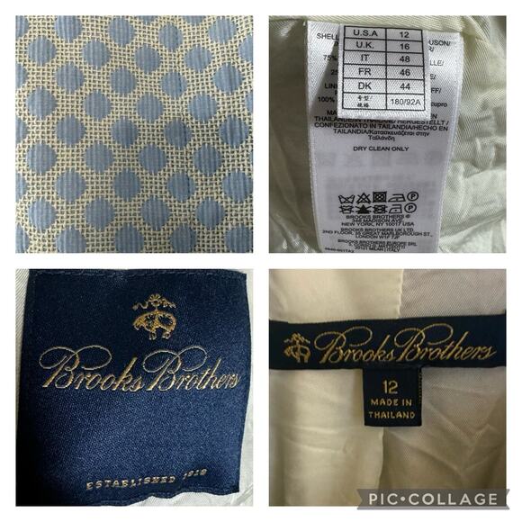 Brooks Brothers Blazer Blue/ Cream Diamond design size 12 - Picture 11 of 12